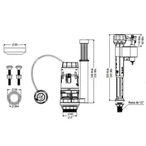 Mecanismo de Saída Universal Dual Flush P/ Caixa Acoplada Censi. 9562