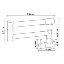 Torneira Cozinha PAREDE Bica Articulada Preta 1609P