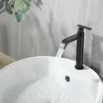 Torneira Banheiro Lavabo 1/4 Volta Bica Baixa Preta 6622P