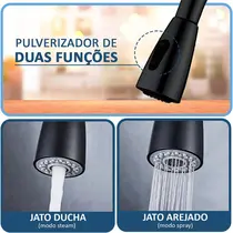 Misturador Monocomando Cozinha Gourmet Preto C/ DUCHA EXTRAIVEL - 6029P