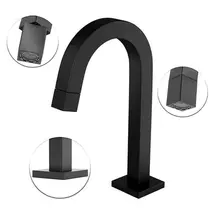 Torneira Banheiro Lavatório Bica Baixa Preto Fosco Quadrada 1601P Black