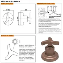 Acabamento Registro Metal Cobre  ½" , ¾" e 1 - 1000C54