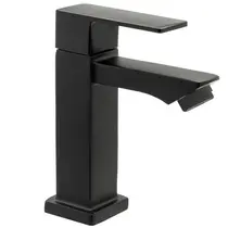 Torneira Banheiro Lavabo 1/4 Volta Bica Baixa Preta 6617P