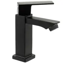 Torneira Banheiro Lavabo 1/4 Volta Bica Baixa Preta 6617P