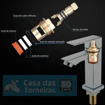 Torneira Banheiro Lavabo 1/4 Volta Bica Baixa Preta 6617P