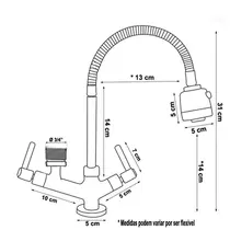 Torneira Cozinha Flexivel MESA Saida 3/4 Lava Louça - Maquina - 1132C65 -1/4 x 3/4