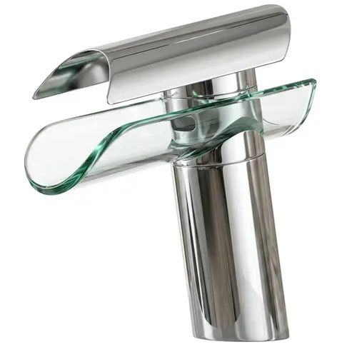 Torneira de Banheiro Misturador Monocomando Cascata Vidro 1216