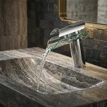 Torneira de Banheiro Misturador Monocomando Cascata Vidro 1216