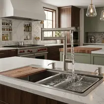 Torneira Misturador Monocomando Articulada Cuba Dupla Escovado 2075