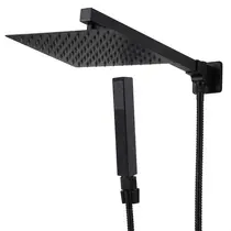 Chuveiro Quadrado Stilblack Extrafine 20x20 com Desviador 7018AP - Preto Fosco