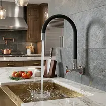 Torneira Cozinha Flexível PAREDE Preta Trizeta C97
