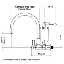 Torneira Cozinha Flexível Parede Preta - FPPT - C97
