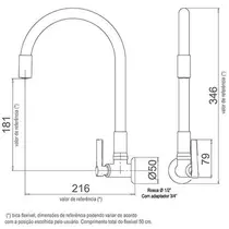 Torneira Cozinha Flexível PAREDE Branco C97