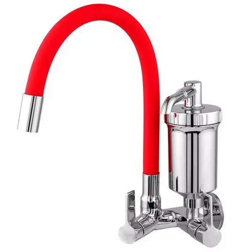 Torneira Cozinha Flexível Parede Vermelho - FPVM C65
