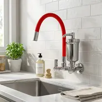 Torneira Cozinha Flexível Parede Vermelho - FPVM C65