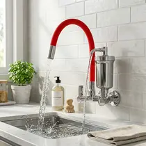 Torneira Cozinha Flexível Parede Vermelho - FPVM C65