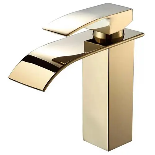 Torneira Monocomando METAL Dourada Cascata Lavatório / Lavabo GOLD - 6019G
