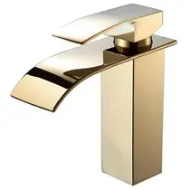 Torneira Monocomando METAL Dourada Cascata Lavatório / Lavabo GOLD - 6019G