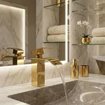 Torneira Monocomando METAL Dourada Cascata Lavatório / Lavabo GOLD - 6019G
