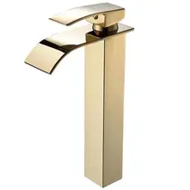 Torneira Monocomando Cascata Lavatório Alta Dourada GOLD - 6020AG