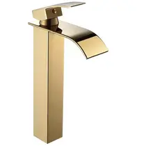 Torneira Monocomando Cascata Lavatório Alta Dourada GOLD - 6020AG
