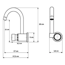 Torneira Automática PAREDE METAL CROMADO Bica Alta Banheiro e Lavatório - 1100