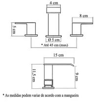 Misturador Lavatório Metal ESCOVADO 1/4 Volta  - S30-1
