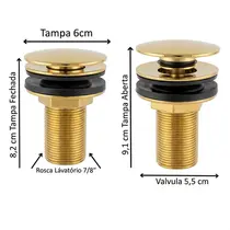 Válvula Lavatório 7/8" Metal Dourado Click 7213G - Gold