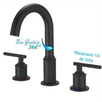 Misturador Lavatório Bica Alta Metal PRETO 1/4 Volta  - S6-2