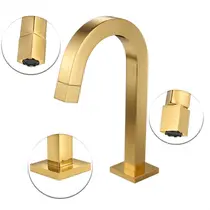 Torneira Banheiro Lavatório Bica Baixa Dourada Quadrada 1601G - Gold