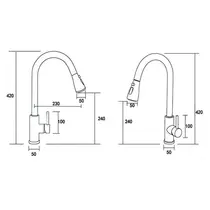 Misturador Monocomando Cozinha METAL Cromado C/ DUCHA EXTRAIVEL - 6029A